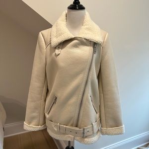Zara faux leather and shearling biker jacket